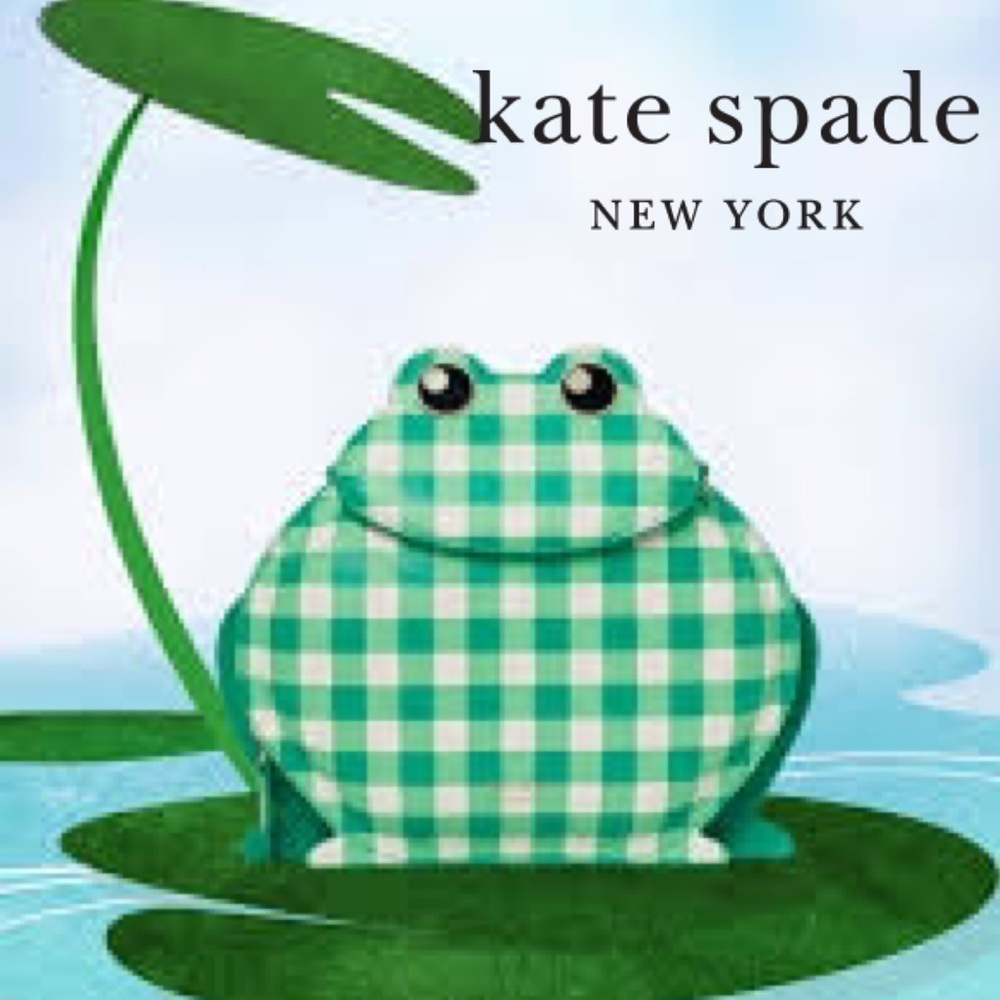 Kate Spade NY Green Gingham Hoppkins Frog Plaid Crossbody Bag NWT!